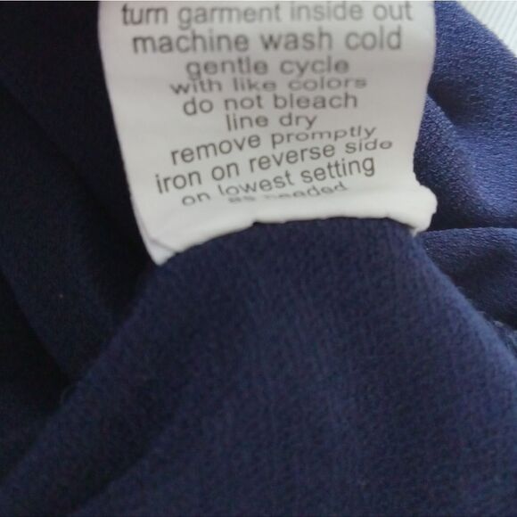 NY Collection Navy Blue Half Sleeve Asymmetrical Stretchy Blouse Women's Large - Picture 6 of 12